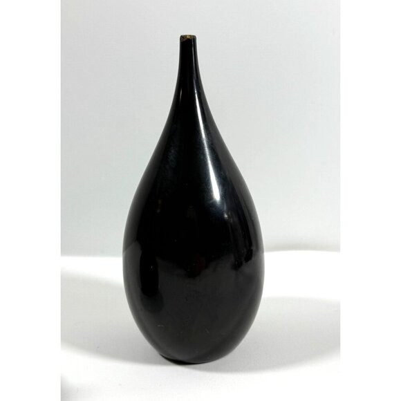 Mid Century Takahashi Black Lacquered Teardrop Salt & Pepper Shakers Japan FLAWS - Picture 5 of 14